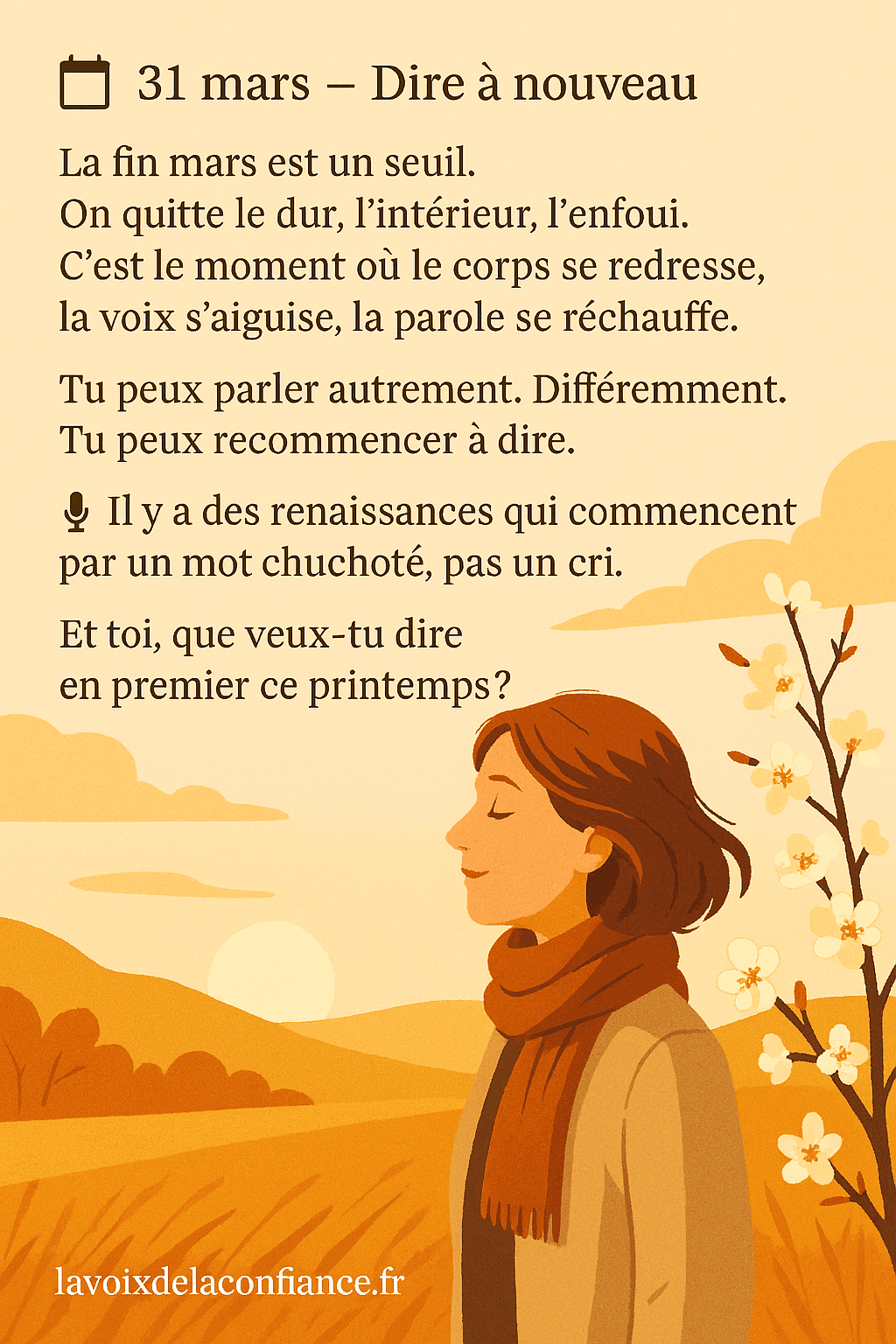 31 Mars - Dire à nouveaux